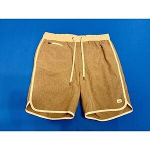 Vuori Retro Athletic Shorts Clove Linen Brown 5.75"‎ Unlined Zip Pockets